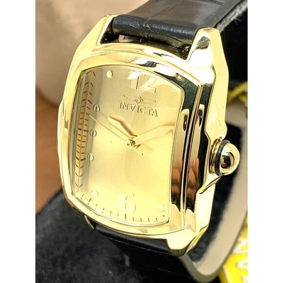 Invicta Women's Watch 35349 Lupah Quartz Special Edition Gold Black Leather Band - Picture 1 of 13